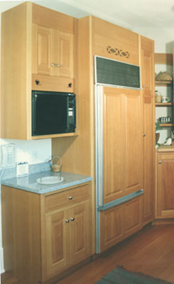 Vertical Grain Fir kitchen sub zero and microwave