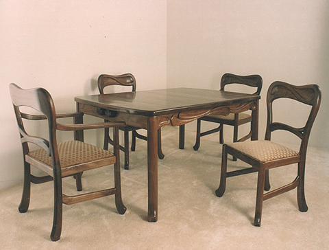 carved walnut dining set