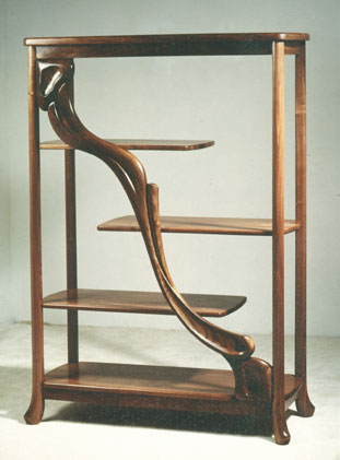 carved walnut etagere