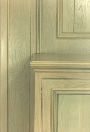oak library cabinet detail